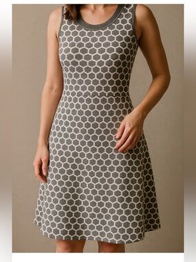 Pixley Honeycomb Sleeveless Navy Skater Dress